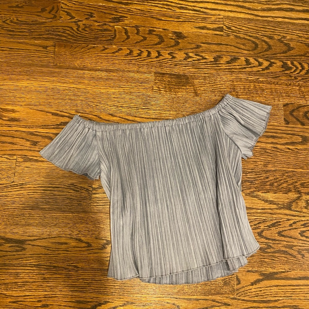 Light Blue Off the Shoulder shirt